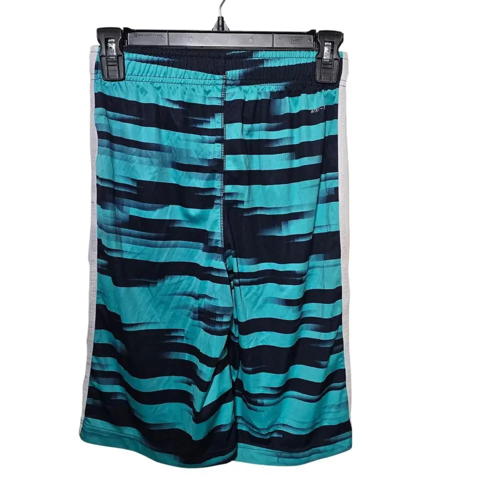 Nike Dri Fit Boys Long Shorts Navy Green Size Large Waist 23